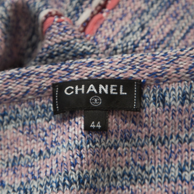 Pre Owned Chanel Multicolor Tweed Bateau Neck Sweater L