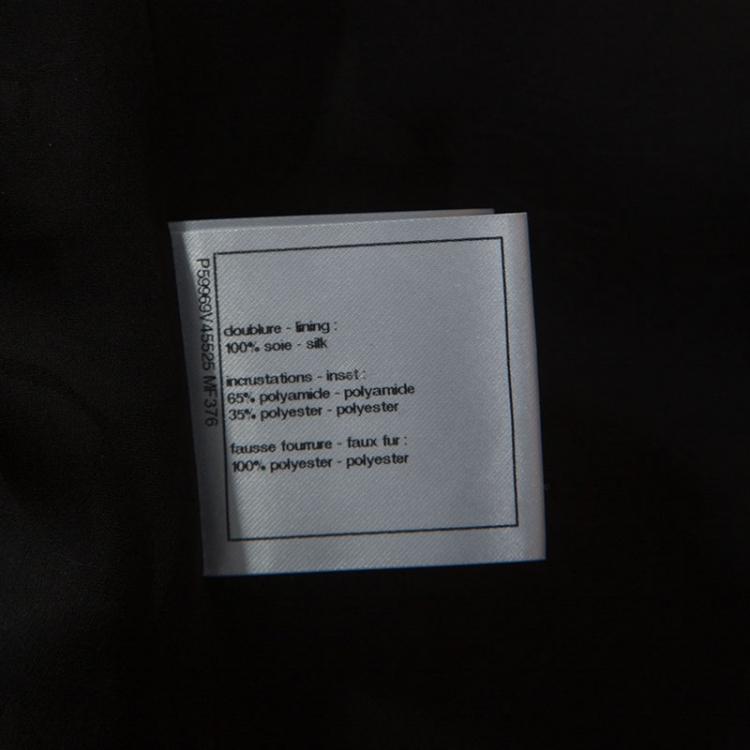 Pre Owned Chanel Silver and Black Lurex Trimmed Faux Fur Jacket M