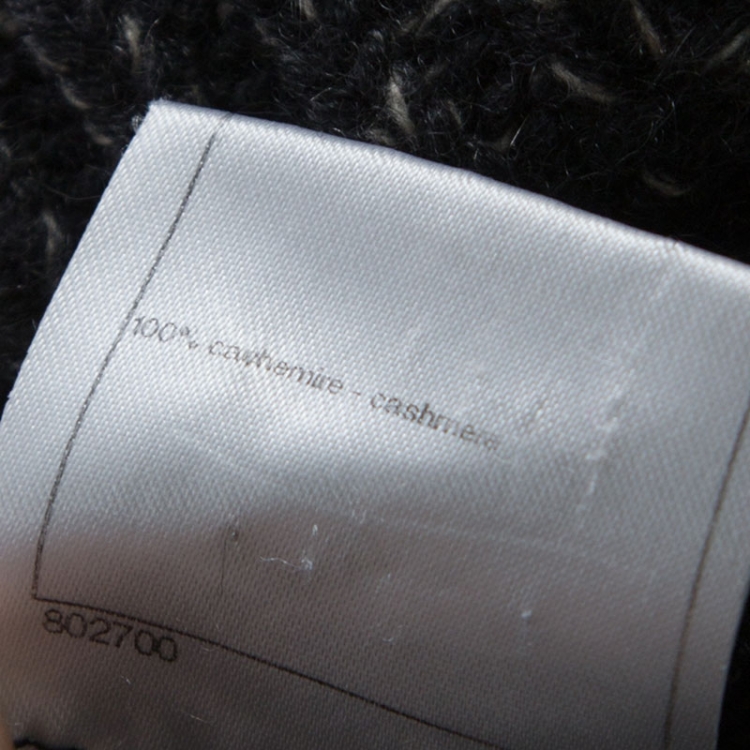 Pre Owned Chanel Grey Cashmere Knit Button Front Cardigan S