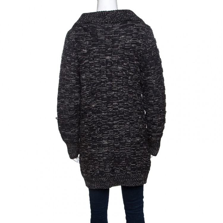 Pre Owned Chanel Grey Cashmere Knit Button Front Cardigan S