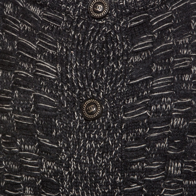 Pre Owned Chanel Grey Cashmere Knit Button Front Cardigan S