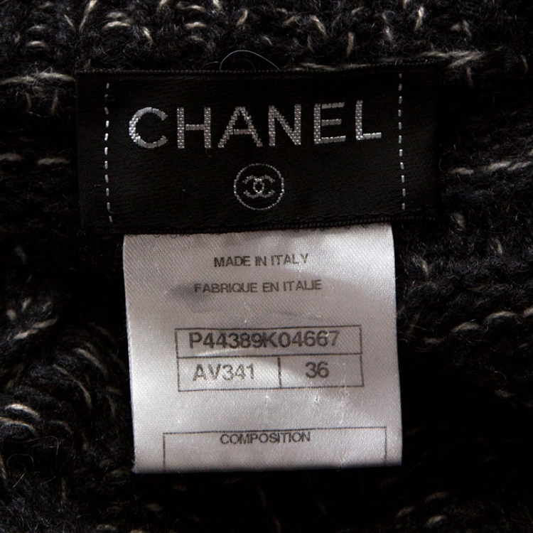 Pre Owned Chanel Grey Cashmere Knit Button Front Cardigan S