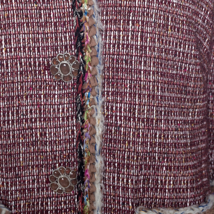 Pre Owned Chanel Multicolor Tweed Button Front  Jacket XXL
