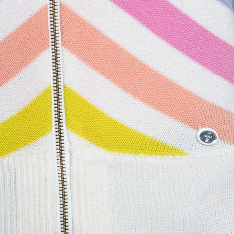 Pre Owned Chanel Multicolor Striped Cashmere Knit Hooded Sweatshirt S