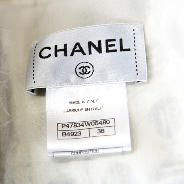 Pre Owned Chanel Monochrome Tweed Sleeveless Shift Dress S