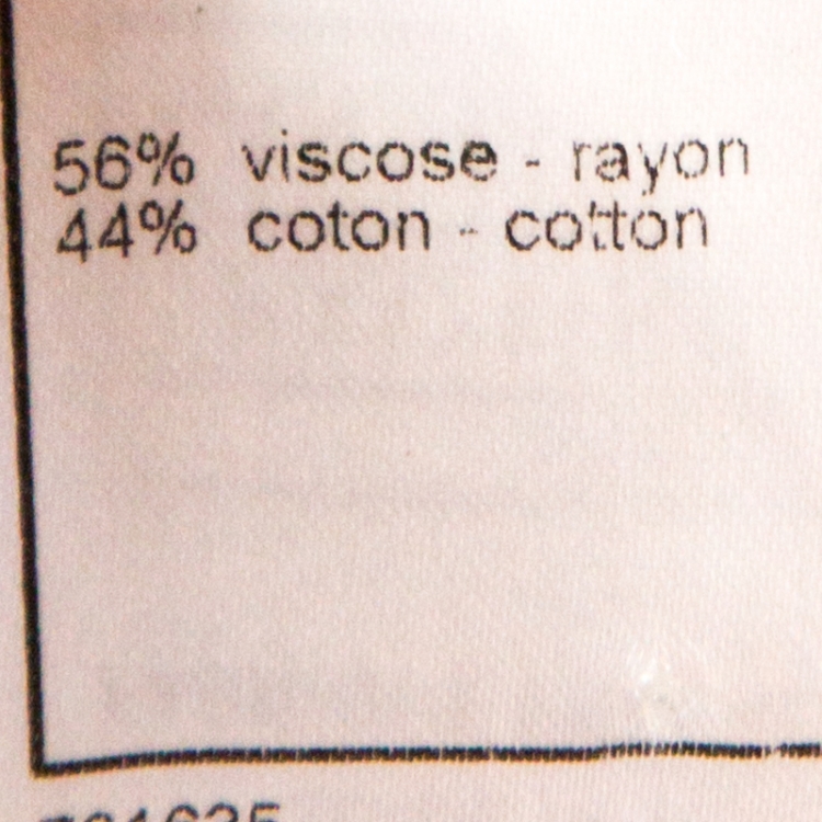 Pre Owned Chanel Ecru Metallic Print Knit Chain Detail off Shoulder Top S