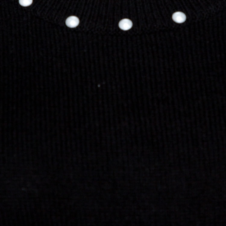 Pre Owned Chanel Black Pearl Embellished Knit Shift Dress XL
