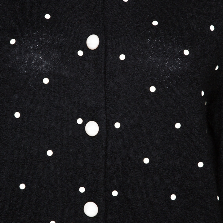 Pre Owned Chanel Black Stud Embellished Mohair Button Front Cardigan L