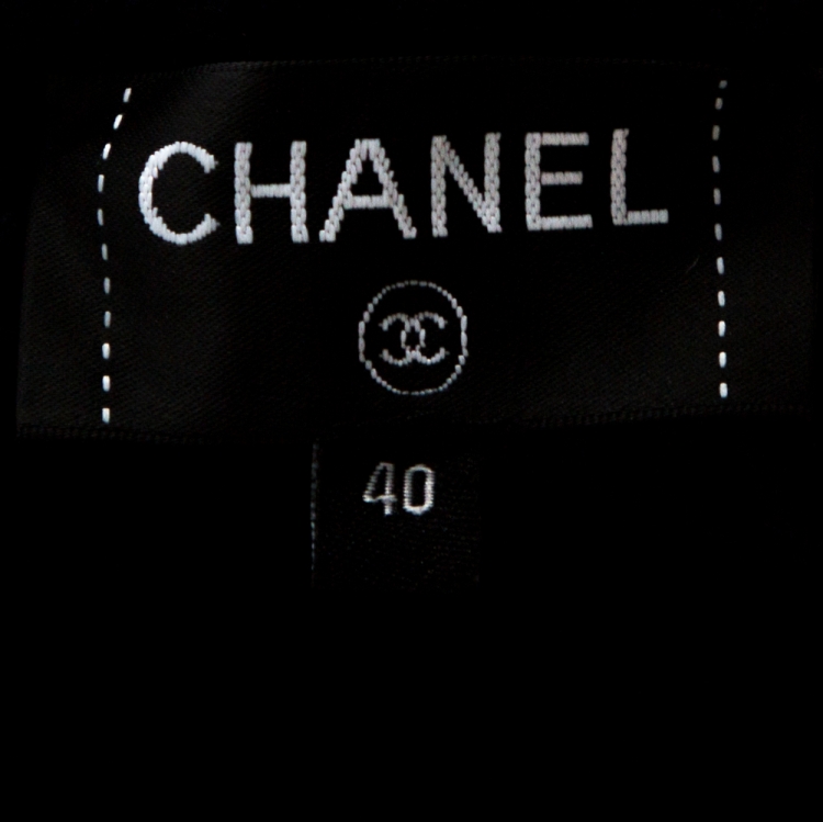 Pre Owned Chanel Navy Blue Cable Knit Long Sleeve Sweater Dress M