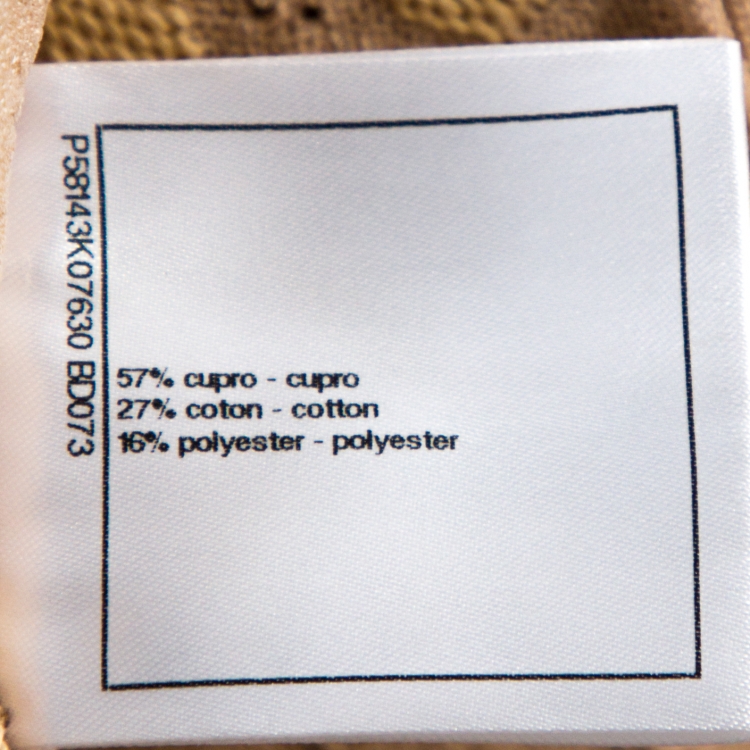 Pre Owned Chanel Beige Eyelet Knit Fringed Button Front Cardigan M