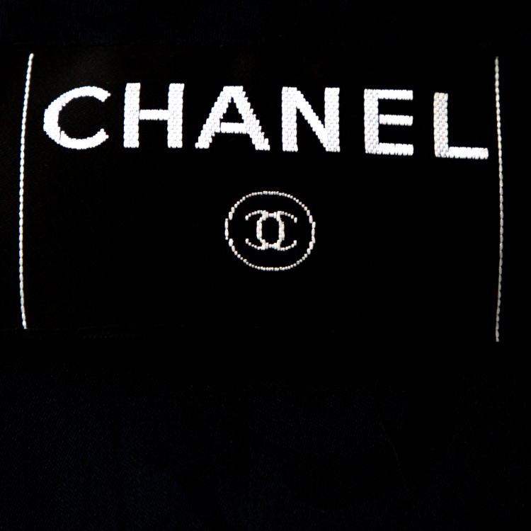 Pre Owned Chanel Midnight Blue Lurex Textured Knit Jacket M