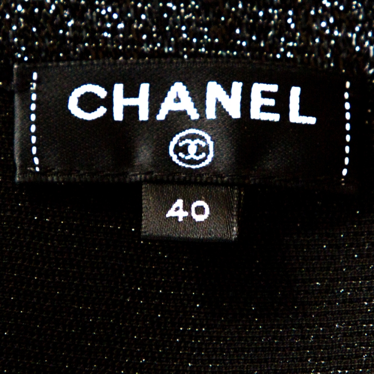 Pre Owned Chanel Metallic Lurex Knit Shift Dress M
