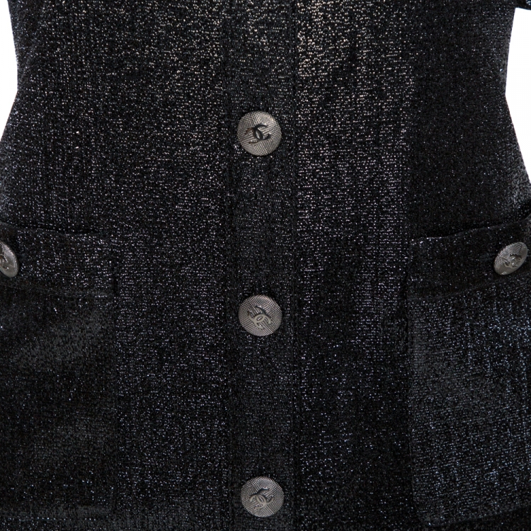 Pre Owned Chanel Metallic Lurex Knit Shift Dress M