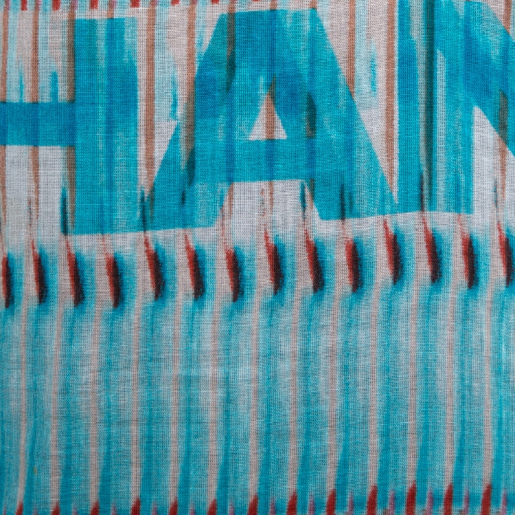 Pre Owned Chanel Blue Logo Print Cotton Beach Cover Up Tunic M