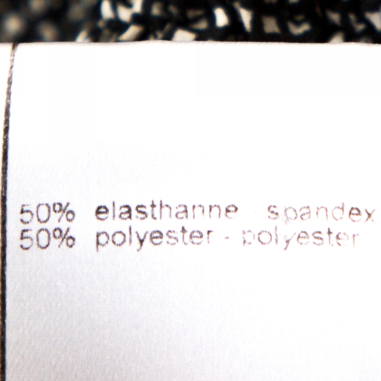 Pre Owned Chanel Monochrome Textured Camelia Pattern Detail Cropped Jacket M