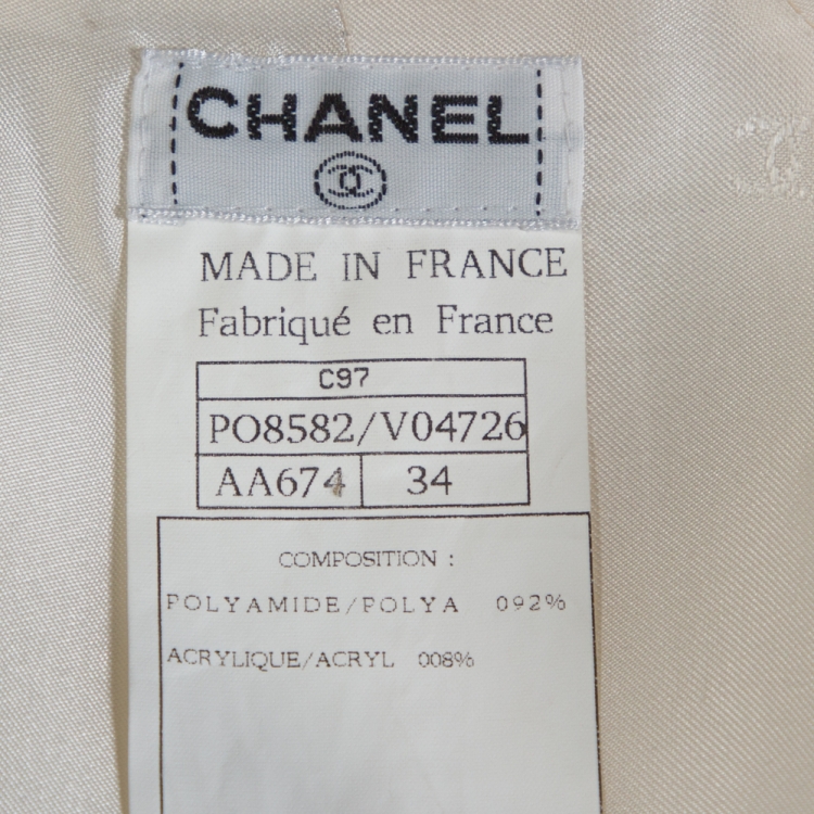 Pre Owned Chanel Vintage Off White Belted A Line Trench Coat S