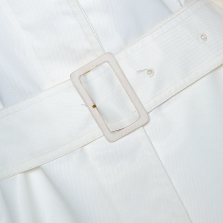 Pre Owned Chanel Vintage Off White Belted A Line Trench Coat S