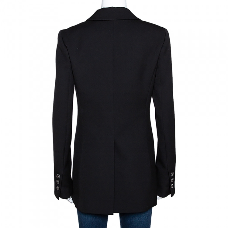 Pre Owned Chanel Black Wool Pocket & Button Detail Jacket M