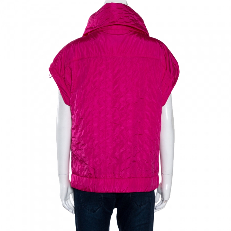 Pre Owned Chanel Pink Nylon Zip Front Vest M