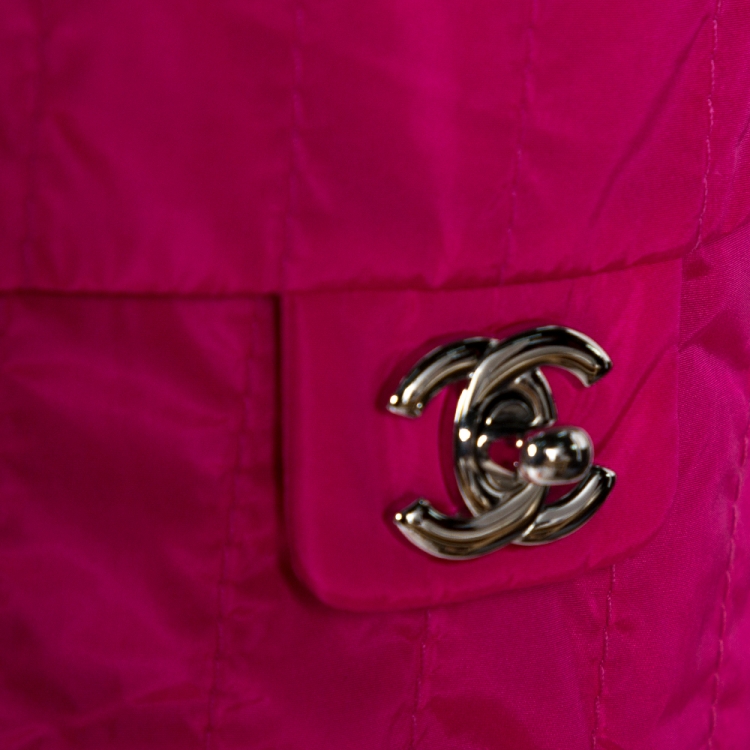 Pre Owned Chanel Pink Nylon Zip Front Vest M