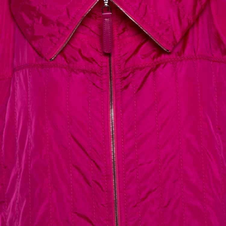 Pre Owned Chanel Pink Nylon Zip Front Vest M