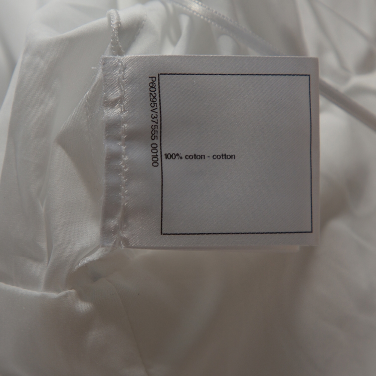 Pre Owned Chanel White Smocked Cotton Poplin Long Sleeve Blouse L 