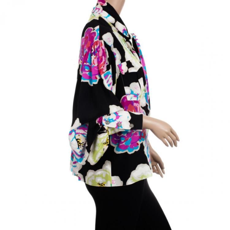 Pre Owned Chanel Floral Neck Tie Shirt