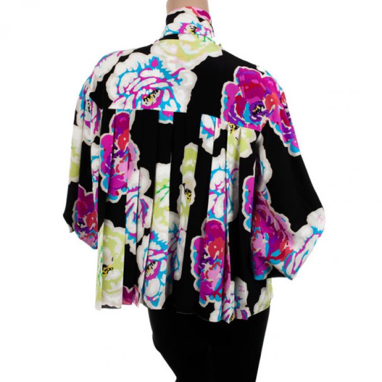 Pre Owned Chanel Floral Neck Tie Shirt