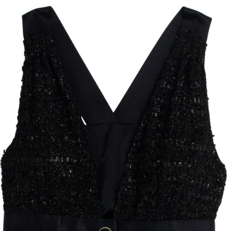 Chanel Black Tweed  Mesh SS Dress FR 38