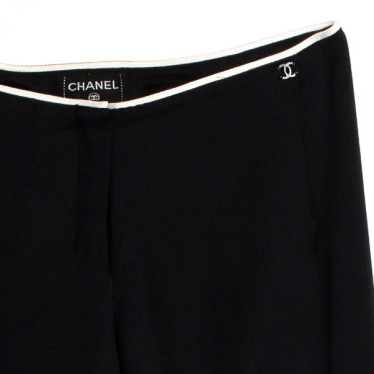 Pre Owned Chanel Black Silk Stretch Bellbottoms