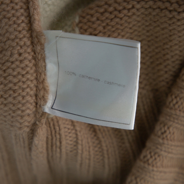 Pre Owned Chanel Vintage Beige Cashmere Turtleneck Sweater L