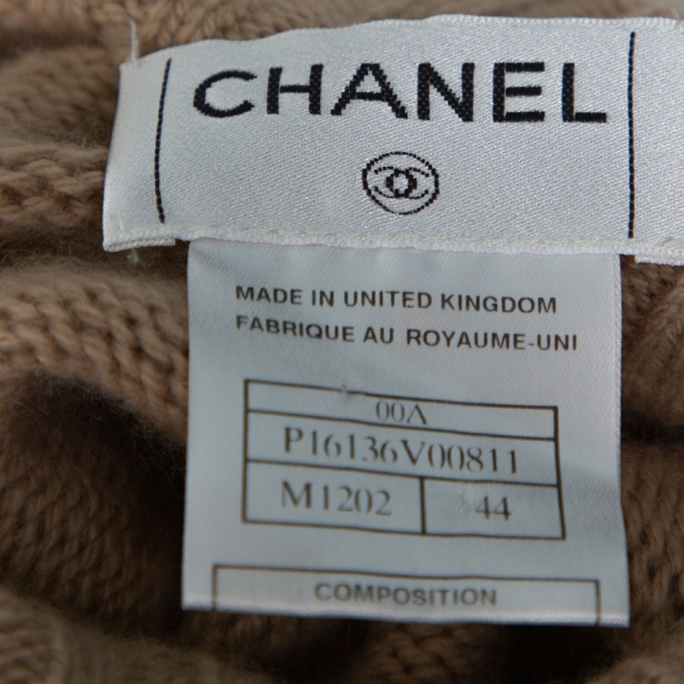 Pre Owned Chanel Vintage Beige Cashmere Turtleneck Sweater L