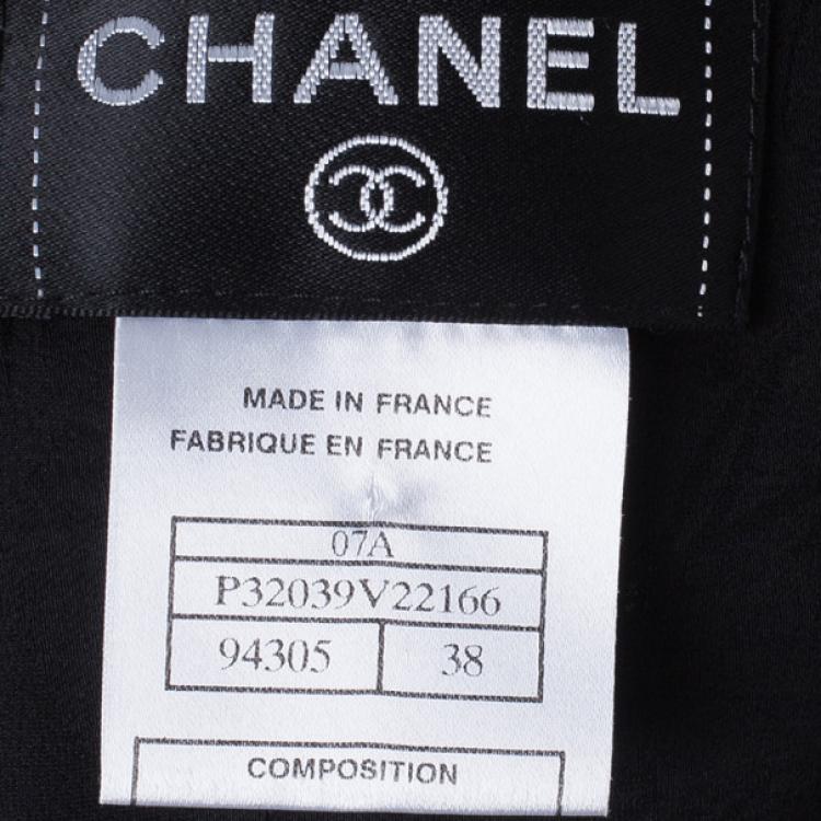Pre Owned Chanel Black Tweed Metallic Dress M
