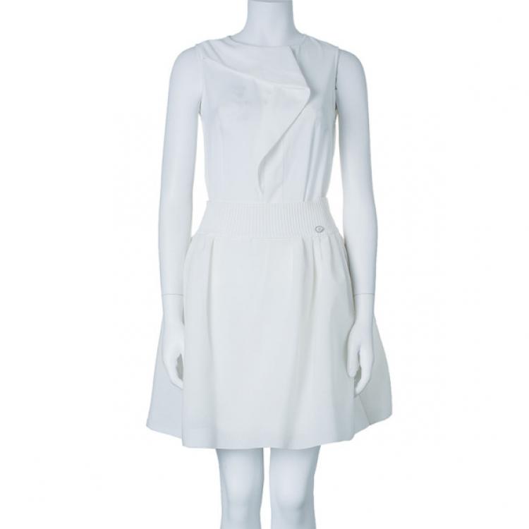 Chanel White Flounce High-Waist Skirt M Chanel