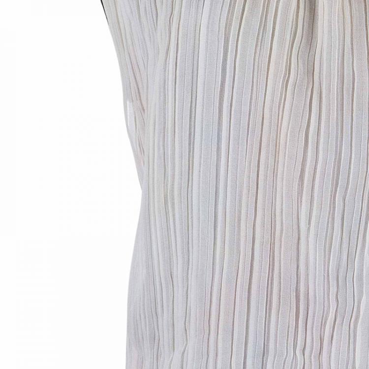 Pre Owned Chanel Metallic Textured Skirt Suit With Pleated Top M