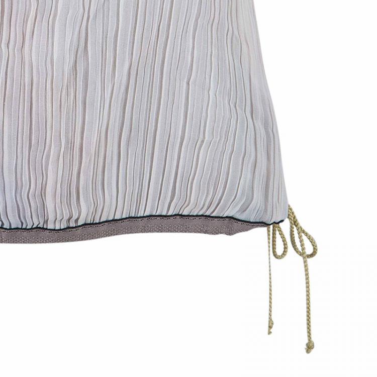 Pre Owned Chanel Metallic Textured Skirt Suit With Pleated Top M