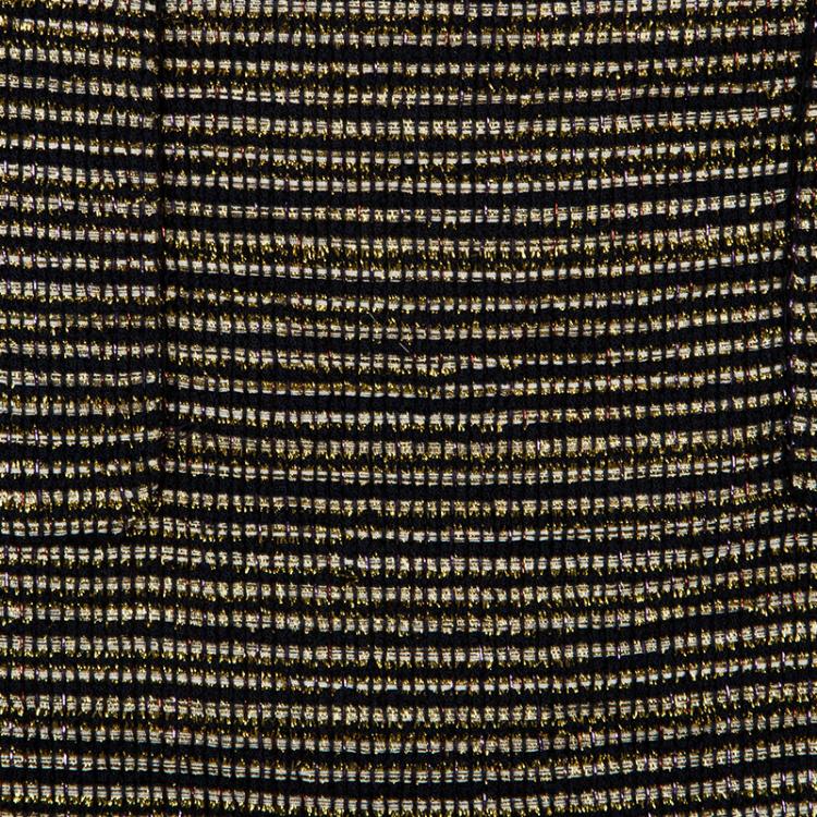 Pre Owned Chanel Metallic Textured Skirt Suit With Pleated Top M