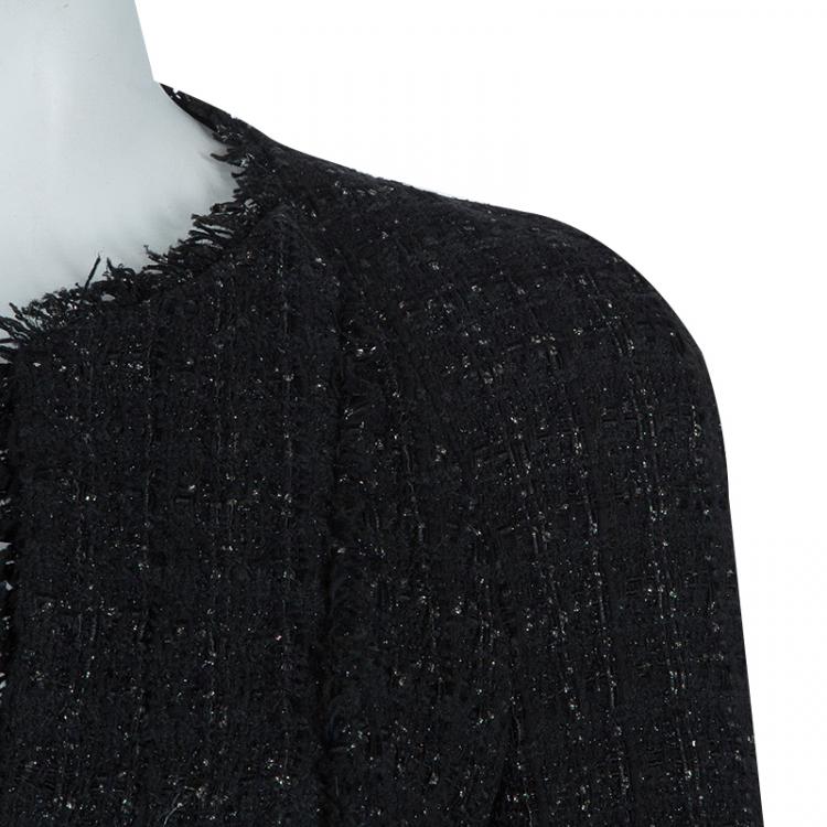 Pre Owned Chanel Black Tweed Skirt Suit M