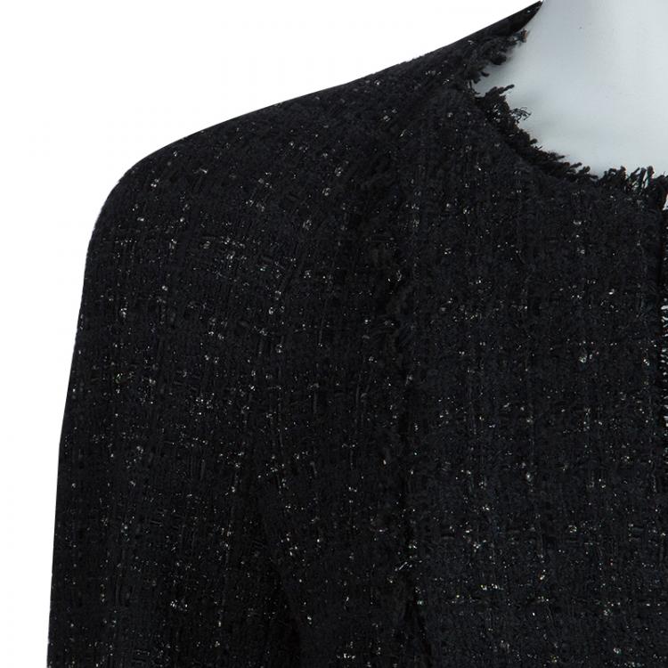 Pre Owned Chanel Black Tweed Skirt Suit M