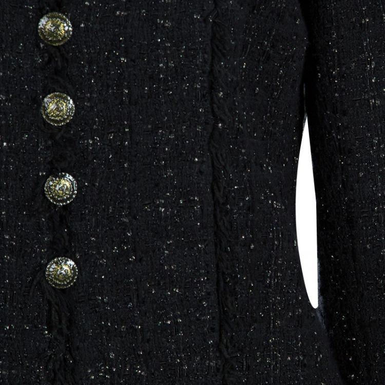 Pre Owned Chanel Black Tweed Skirt Suit M