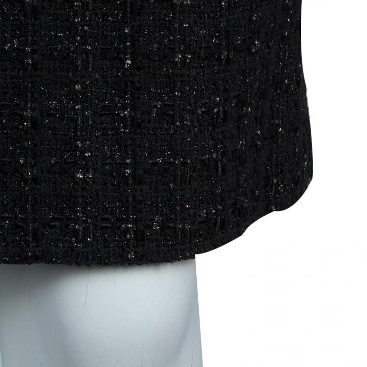 Pre Owned Chanel Black Tweed Skirt Suit M