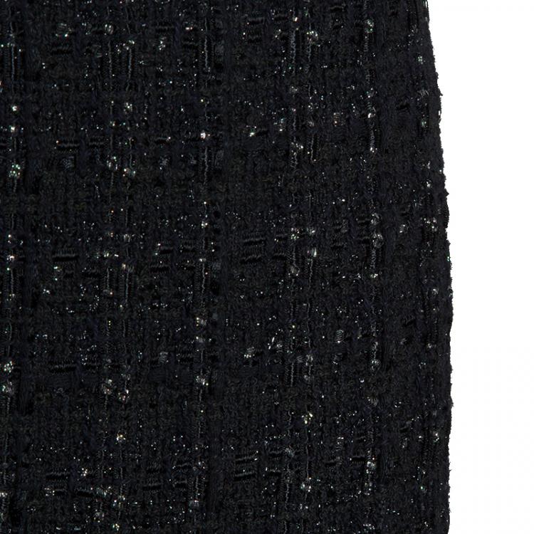 Pre Owned Chanel Black Tweed Skirt Suit M