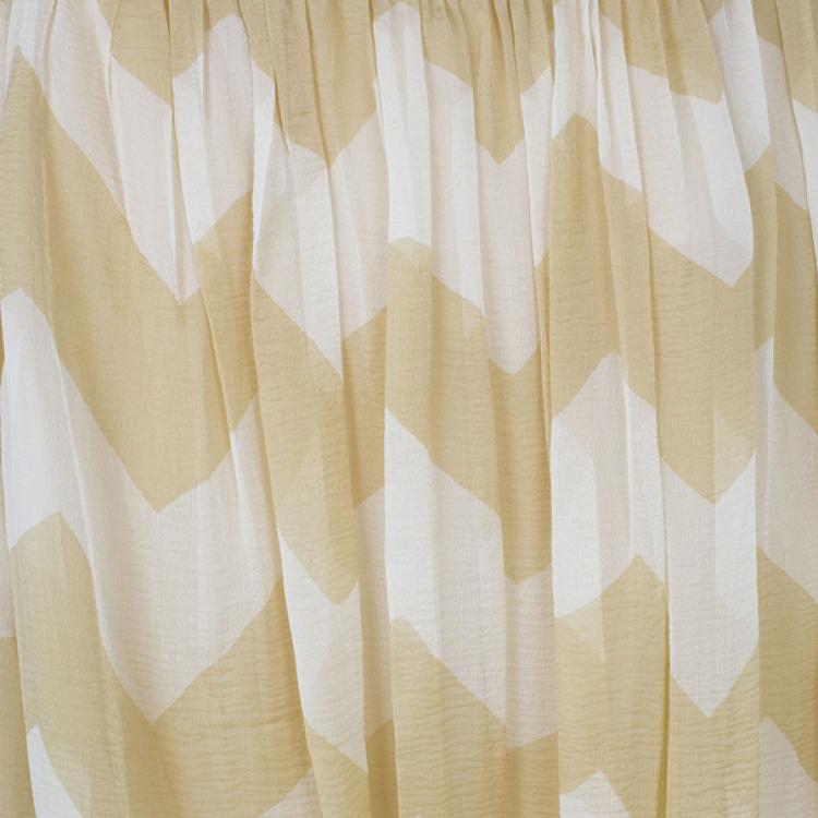 Pre Owned Chanel Chevron Print Silk Chiffon Skirt M