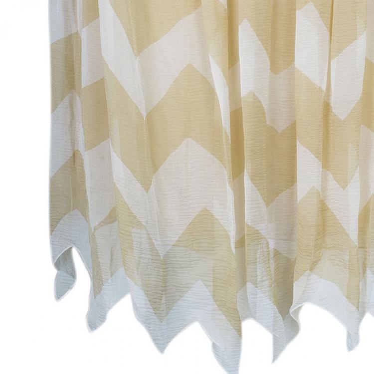 Pre Owned Chanel Chevron Print Silk Chiffon Skirt M