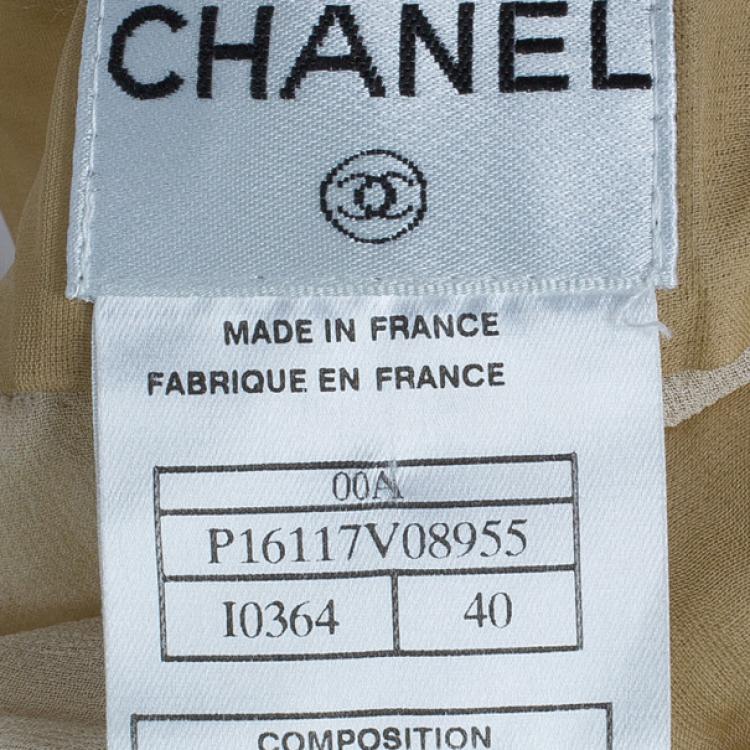 Pre Owned Chanel Chevron Print Silk Chiffon Skirt M