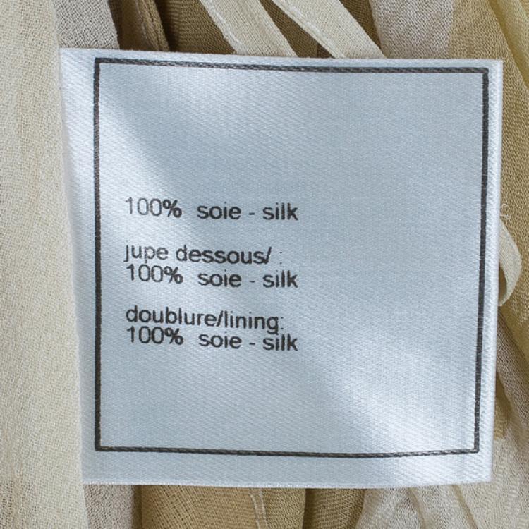 Pre Owned Chanel Chevron Print Silk Chiffon Skirt M