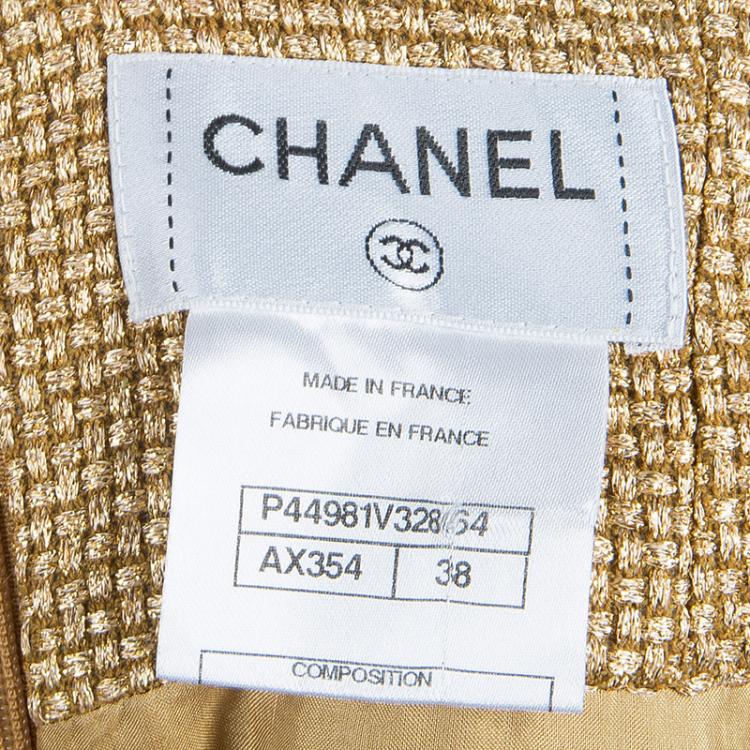 Pre Owned Chanel Gold Basket Weave High Waist Palazzo Pants M