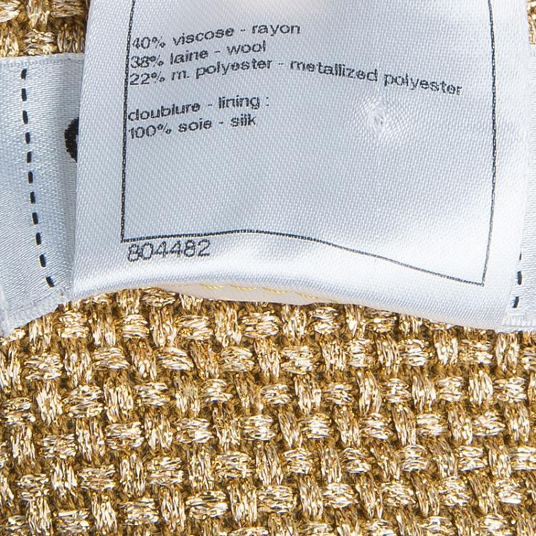 Pre Owned Chanel Gold Basket Weave High Waist Palazzo Pants M