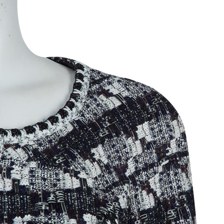 مملوكة مسبقًا Chanel Black and White Textured Skirt Suit M