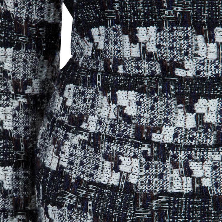 مملوكة مسبقًا Chanel Black and White Textured Skirt Suit M